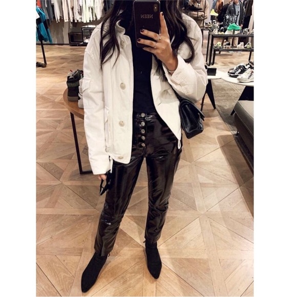 BLDWN The Parker Patent Leather Pants High Rise Exposed Buttons Cropped - Picture 3 of 13